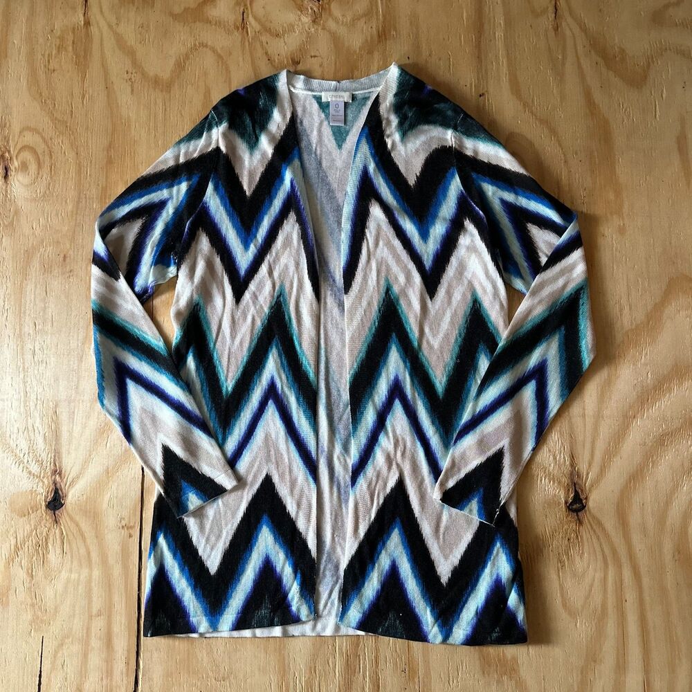 Chico's Chevron Open Front Cardigan (Size US 0)